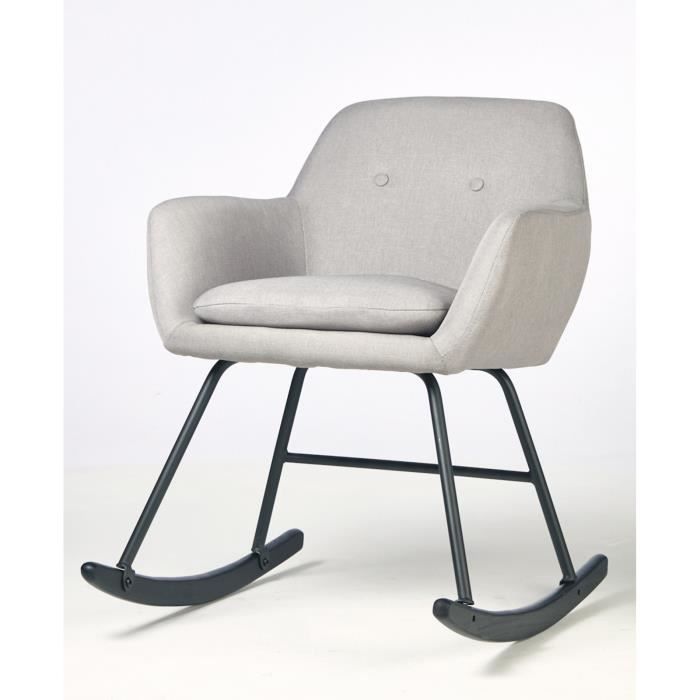 bobochic® rocking chair rock gris clair   dossier design assise confortable pieds métal