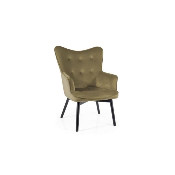 fauteuil en velours 72 x 52 x 99 cm - olive