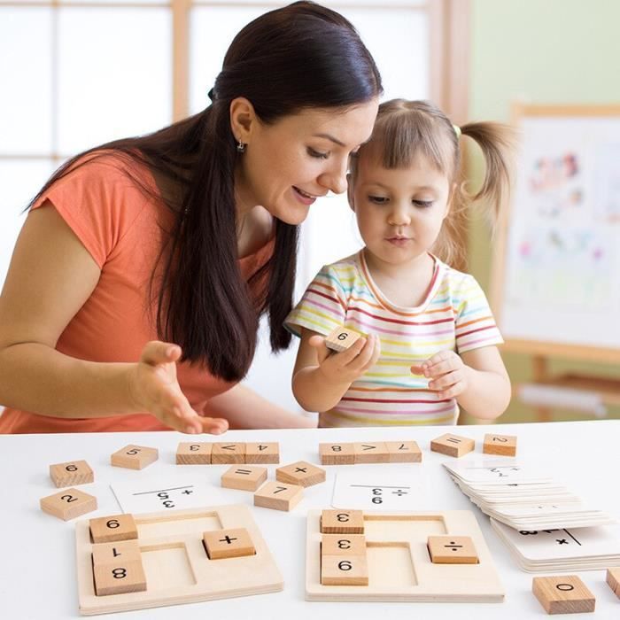 Jouet Montessori En Bois Pour Apprendre à Compter - Planche à Calcul Double Face Avec Chiffres Et Doigts - Pour Enfants 3 4 5 Ans