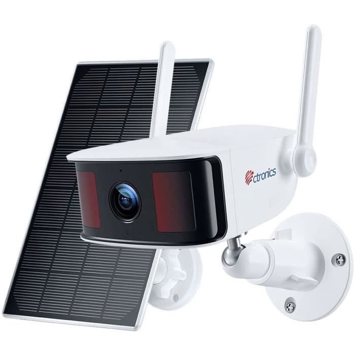 Ctronics 1080P Caméra Surveillance WiFi Exterieure Solaire avec Panneau Solaire Caméra IP sur Batterie Rechargeable 10400mAh