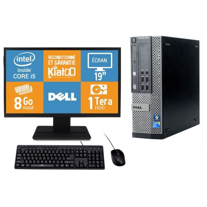 Ordinateur de bureau DELL OPTIPLEX 790 intel core i5 8 go ram 1 to disque durtft19pc de bureau reconditionnéw7
