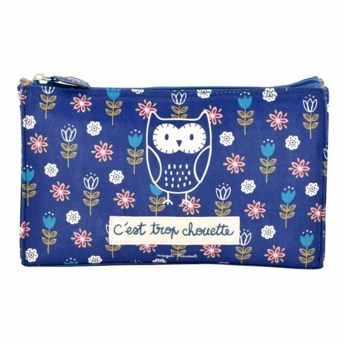 Trousse De Toilette Motif Chouette - PVC, Fermeture éclair, Couleur Beige - Neuf Avec étiquettes
