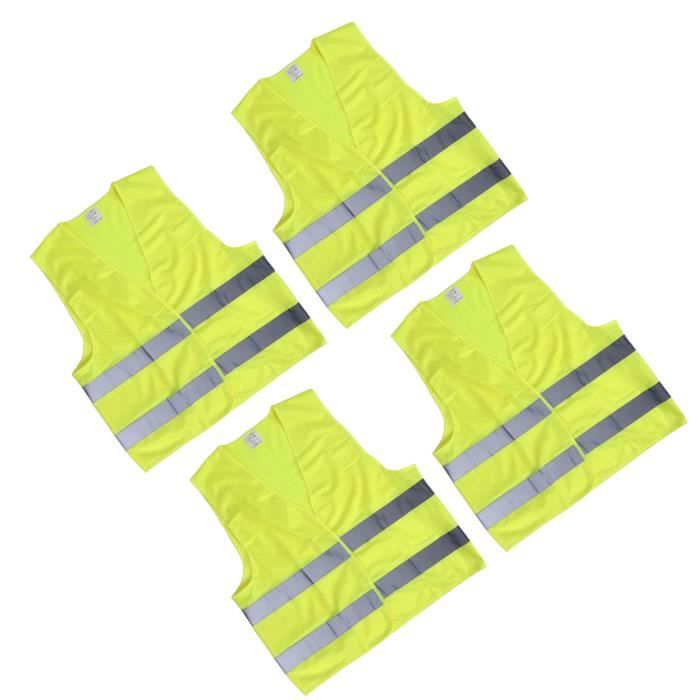 Gilet De Sécurité Haute Visibilité Jaune Néon HQRP - Réglable, Bandes Réfléchissantes, Pour Chantier
