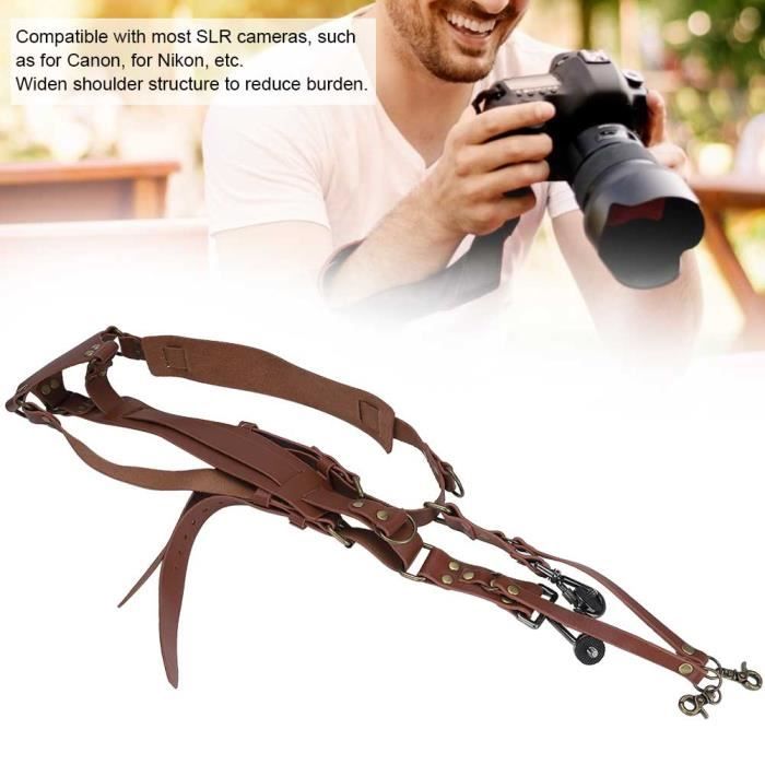 Étui En Cuir Véritable Pour Jumelles Ou Appareil Photo - Bandeoulière Épaule - Neuf