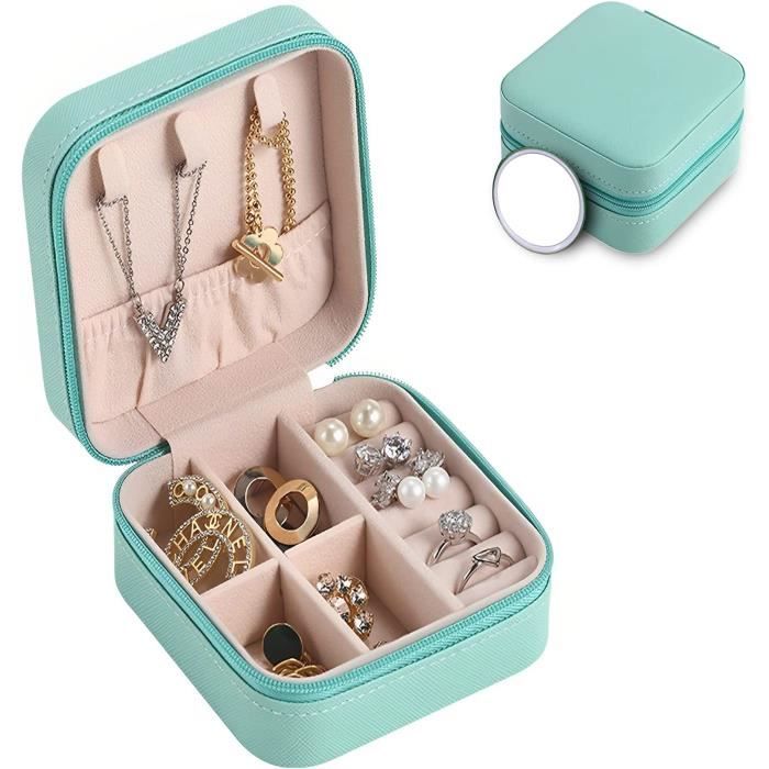 Boîte à Bijoux Avec Initiales P Petit Boite A Bijoux Portable Boîte à Bijoux De Voyage Avec Miroir Cuir PU Boite Rangement Bijoux Pour Femmes Filles Cadeau Personnalisé Pour Anniversaire Noël