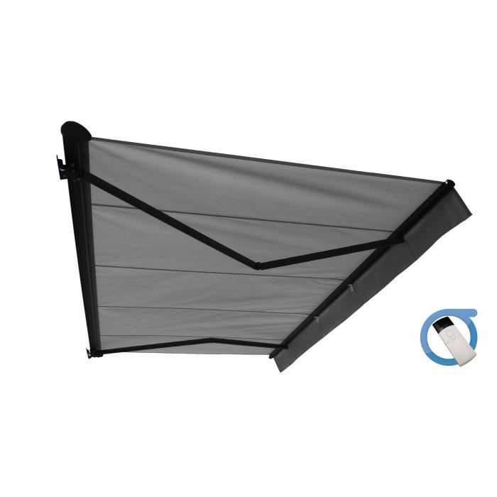 Store banne motorisé semi coffre 4x3 m gris - Structure grise ...