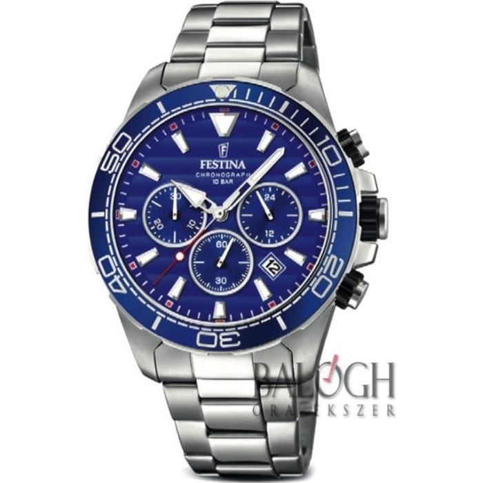 Montre homme festina - F20361/2 - Chronographe bleu - 100m -Dateur -  Bracelet acier - Cdiscount Bijouterie
