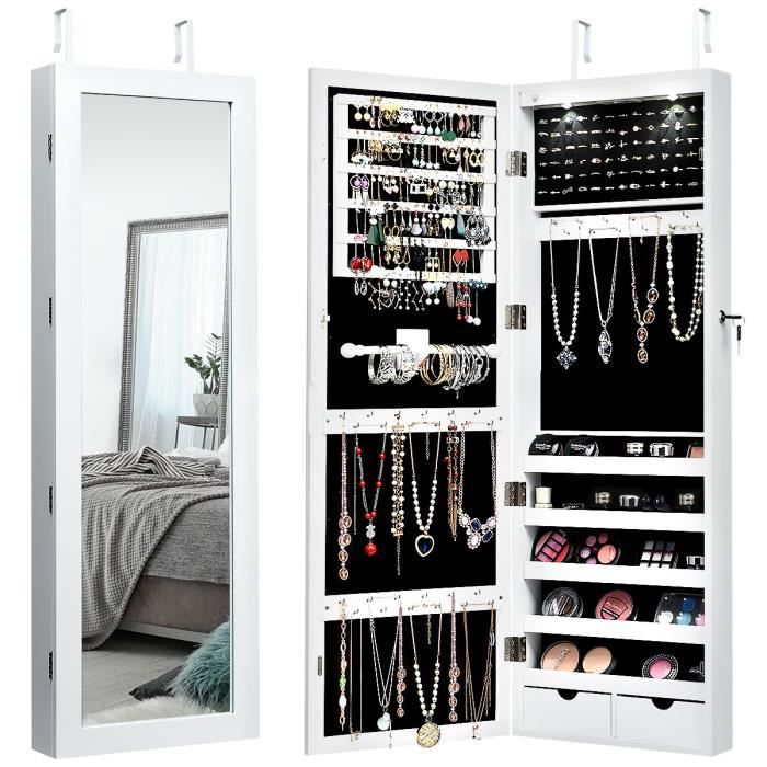 GIANTEX Armoire à Bijoux Miroir Verrouillée,Rangement d'Accessoires à