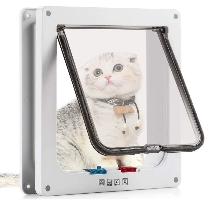 Hautstore Chatière pour Chat avec magnétique à 4 Voies, Porte pour Animaux de Compagnie pour Chats et Petits Chiens, Porte pour Chat