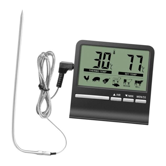 Thermomètre Numérique Cuisine Double Sonde - Grand écran LCD, Alarme, Pour Viande, Four, Barbecue