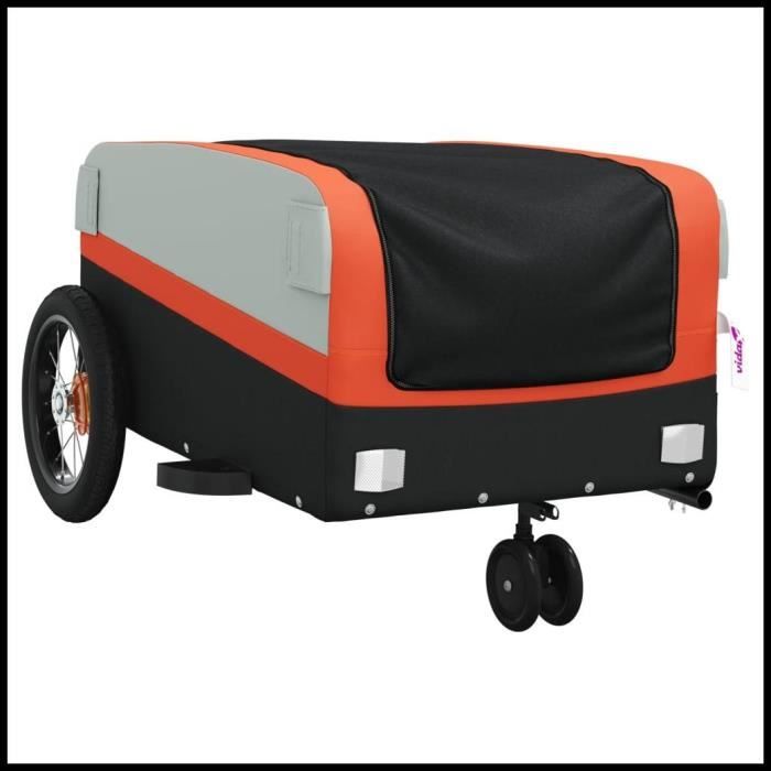Livraison Rapide Remorque de vélo noir et orange 30 kg fer AF1221 - Dbaiyi-Ddis