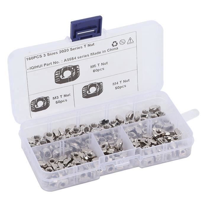 Écrous En T à Ressort Pour Profilés Aluminium 2020 - Compatibles M3 M4 M5 M6 - Marque Uxcell
