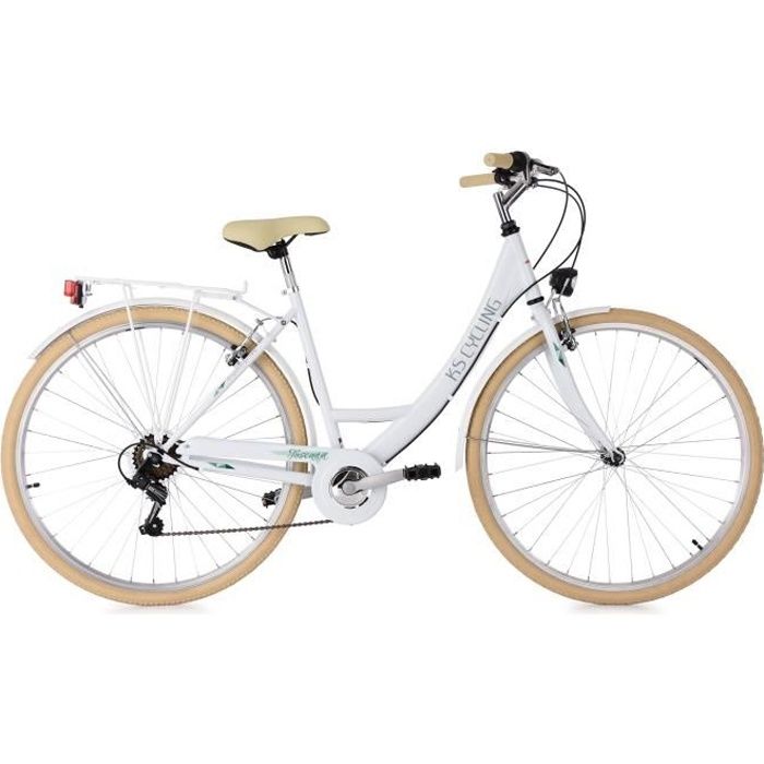 Velo ville 26 KS CYCLING Toscana Femme 6 Vitesses Blanc Taille de Cadre 41 cm Cdiscount Sport