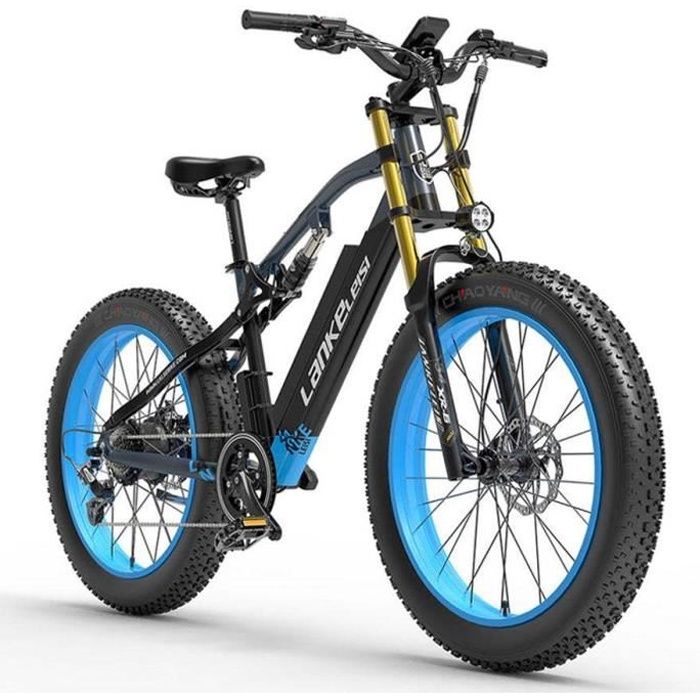 LANKELEISI RV700 1000W 26 FAT BIKE 16AH 130KM 30KM H Fourche Double Couronne VTT Electrique Cdiscount Sport