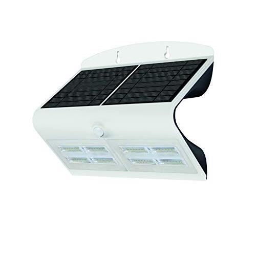 luceco lexs80w40 projecteur solaire led ip44 + détecteur de mouvement, métal-abs, 6.8 w, blanc, 270mm x 220mm lexs80w40-01