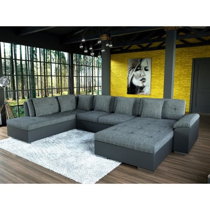 Canapé Dangle 7 Places Smile Gris Et Noir Design Moderne