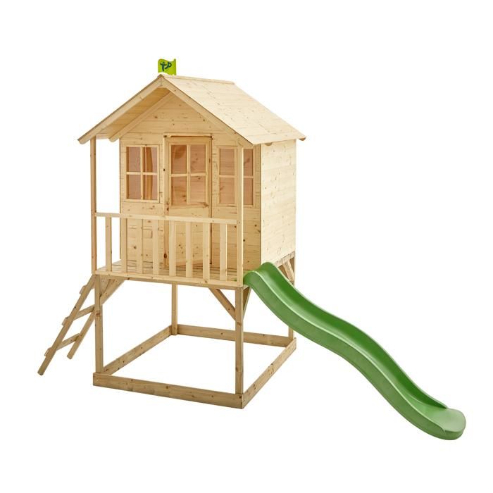 Maisonnette cabane sur pilotis avec toboggan COLLINE en Bois FSC®