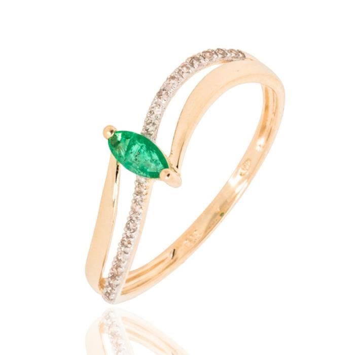 Bague Or Diamant Emeraude Navette Diamant Achat Vente Bague