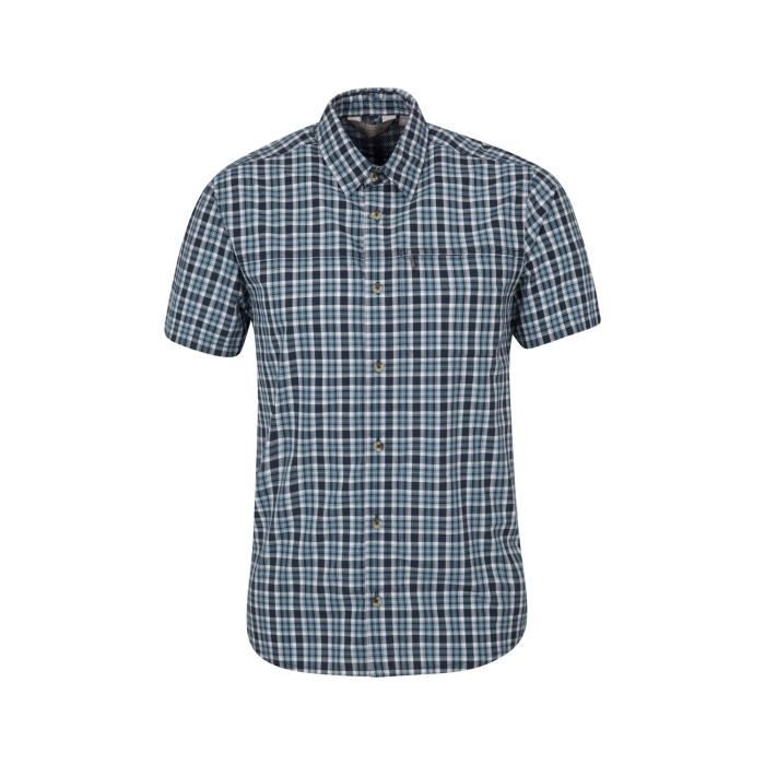 Chemise cintrée col mao bleu marine | Cotton Park