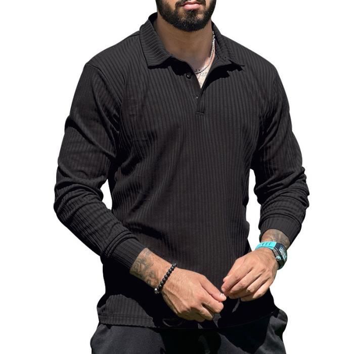 Polo manches longues noir homme