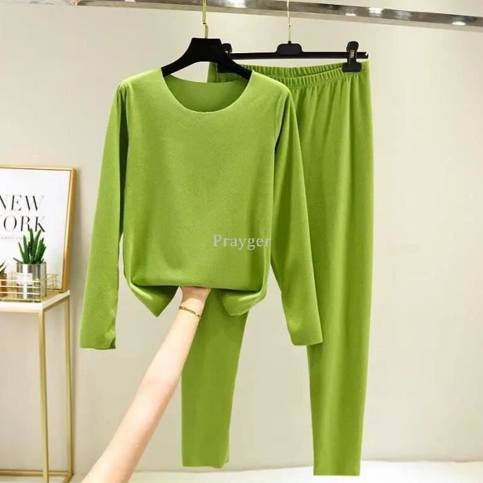 Sous-vêtement Thermique Femme En Velours Sans Couture - Haut Manches Longues, Doux Et Chaud - Pour L'hiver, Sports, Nuit