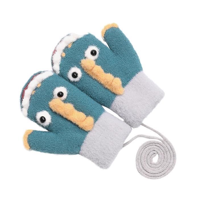 Lot De 3 Paires De Gants/Moufles Enfant QKURT - Hiver Épais Pour 2-5 Ans, Double Couche