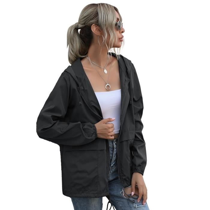 Veste Imperméable Femme Avec Capuche - Trench Léger Coupe-vent, Grande Taille, Idéal Randonnée Et Ville