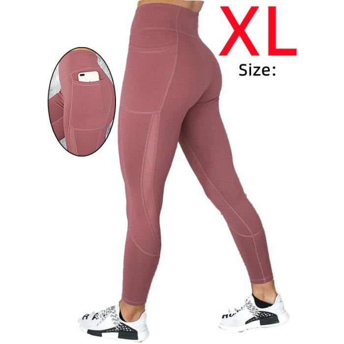 Legging de Sudation Femme - Marque - Taille Haute Amincissant - Rose - Fitness XL