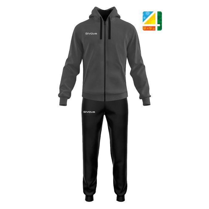 Survêtement - Givova - King 4 Seasons - Homme - Gris oscuro/black - Respirant - Football Survêtement - Givova - King 4 Seasons - Homme - Gris oscuro/black - Respirant - Football