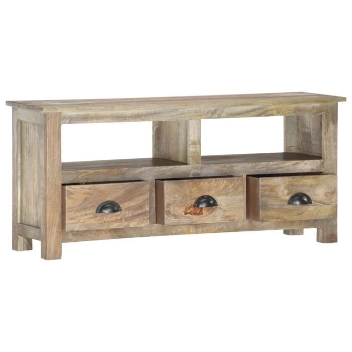 Meuble TV - Vintage - Bois de manguier massif - 140 x 30 x 41 cm - Multicolore - À monter soi-même - Maison