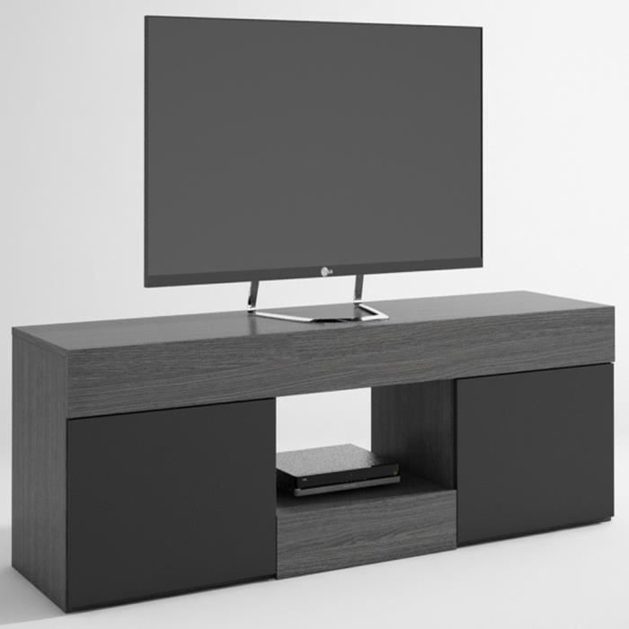 Meuble Tv Nylon Avec 2 Portes Coloris Cendre E Achat Vente