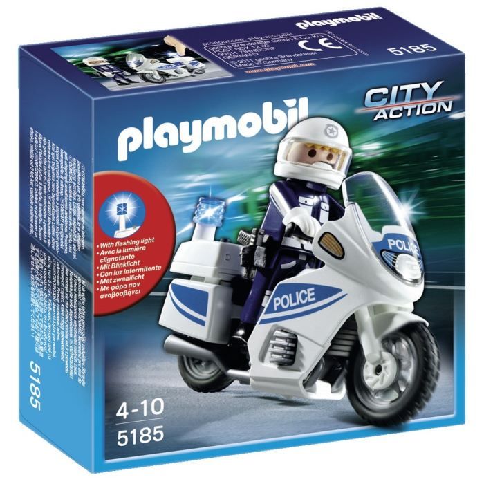PLAYMOBIL 5185 Motard Police et Lumière