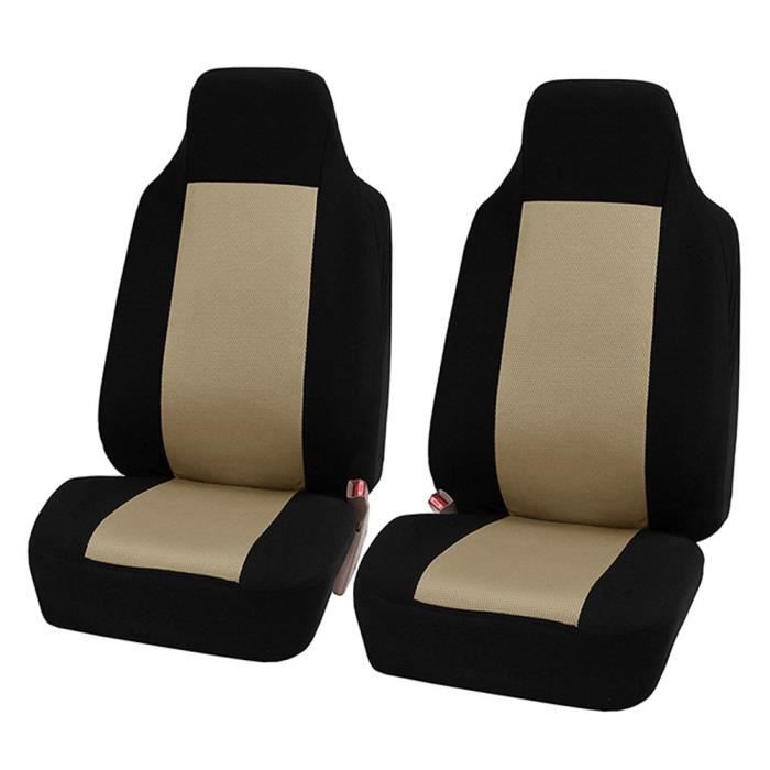 Pwshymi Housse de siège Ensemble complet de housses de siège de voiture, 2 pièces, ceinture de sécurité auto couvre Beige+noir