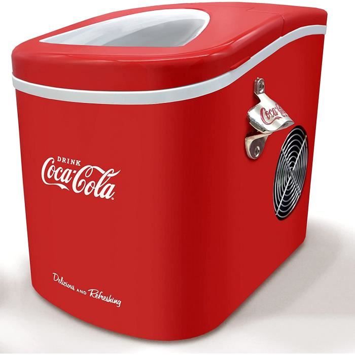 Salco Machine à glaçons Coca-Cola SEB-14CC, rouge, glaçons en 8-13 minutes, avec décapsuleur COCA-COLA