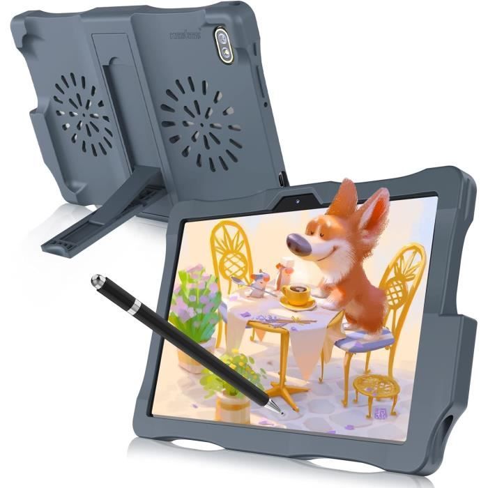 Tablette Enfants 10 Pouces Android 15 - 30 Go RAM, 64 Go ROM - Wi-Fi 6, Contrôle Parental - Avec Coque EVA Anti-choc - Bleu