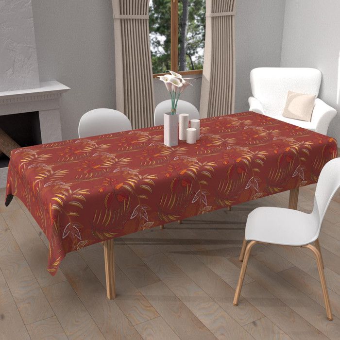 Soleil D'Ocre Alix Nappe Rectangle Anti-Taches 140x240 Cm - Vert Citron Polyester Waterproof