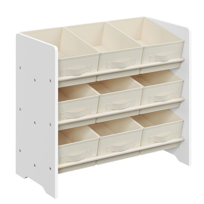 SONGMICS Petit Meuble de Rangement 9 Boîtes de Rangement en Tissu Non-tissé Spacieuse 295 x 625 x 60 cm Blanc Nuage