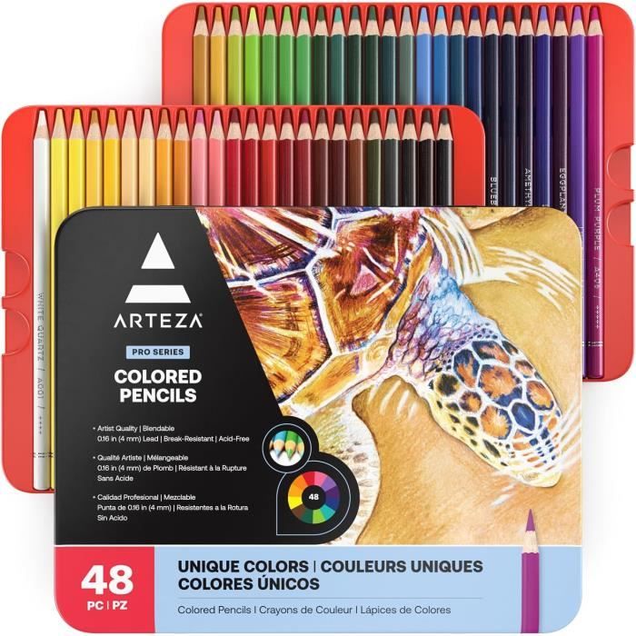 ARTEZA 48 Crayons de Couleur de Qualité Professionnelle, Superposition