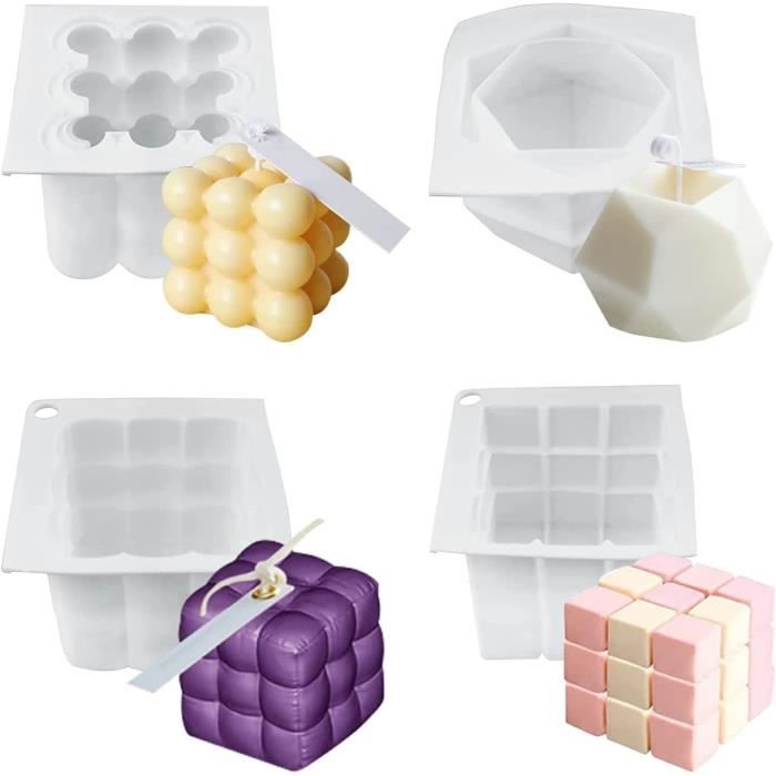 Moule Pour Bougie Moules à Bougies Silicone 3D Forme Fleur - Lot De 2 - Pour Bougies Piliers Et Chauffe-plats Moule De Bougie Silicone