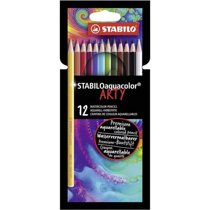 BIC Kids Aquacouleur 24 Crayons Aquarellables - Effet Peinture Avec Eau | Étui Carton