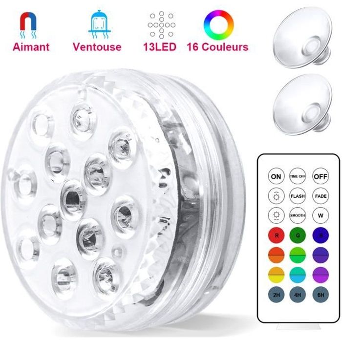 stillcool lampe submersible 13 led 16 couleur lumiere decoration de piscine etanche avec telecommande et ventouses cdiscount maison