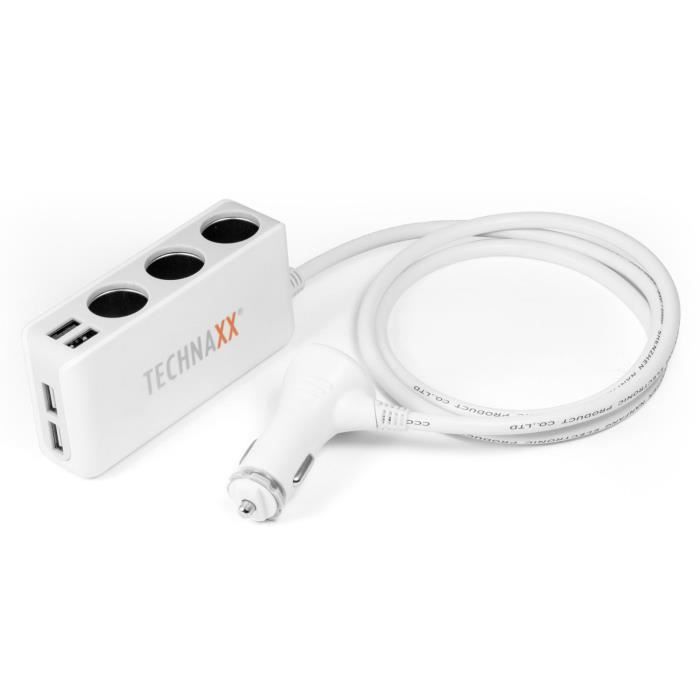 Chargeur multiprise de voiture avec 4 ports USB et 3 prises allume-cigare