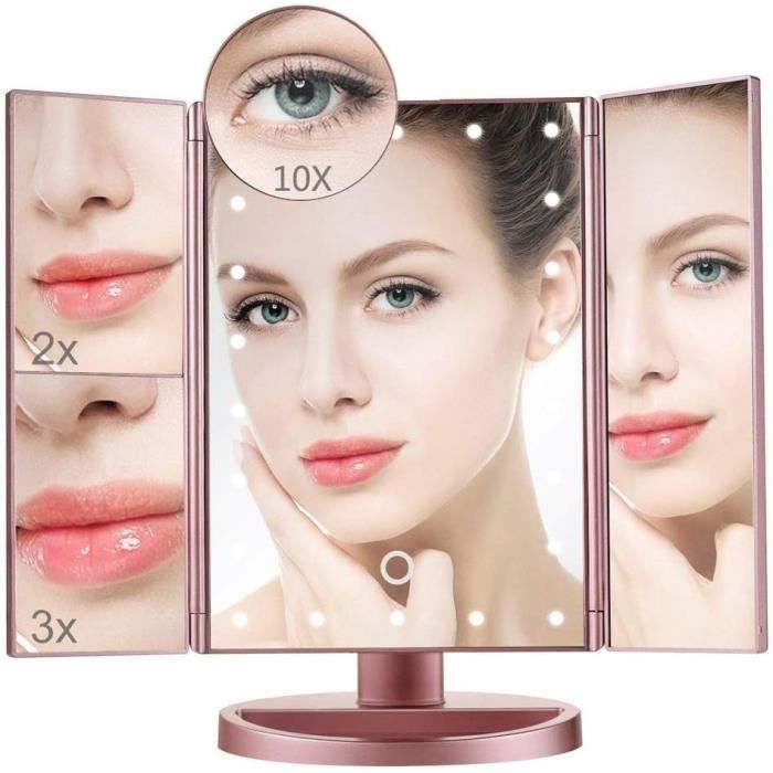 LED Miroir de Maquillage Hollywood avec Écran Tactile & Loupe de  Grossissant 10X Lumières Miroir Lumière 3 Modes 58 x 45 cm - Cdiscount  Maison