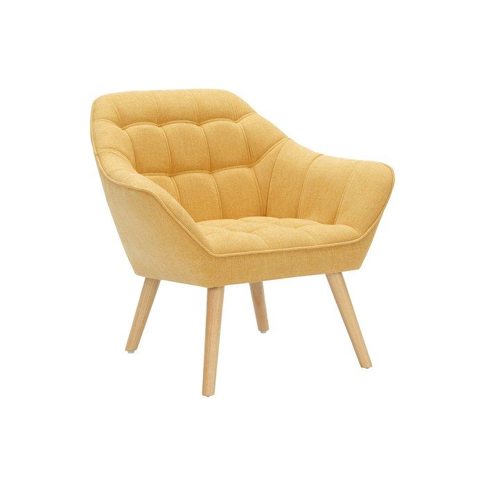 Fauteuil en tissu jaune moutarde CASERTA Fauteuil en tissu jaune moutarde CASERTA