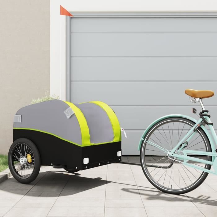 Remorque de vélo - VIDAXL - Noir et vert - Capacité 45 kg - Pour adulte - Polyvalente