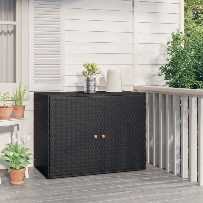Armoire de rangement - VIDAXL - Noir - 100x555x80 cm - Résine tressée - Extérieur