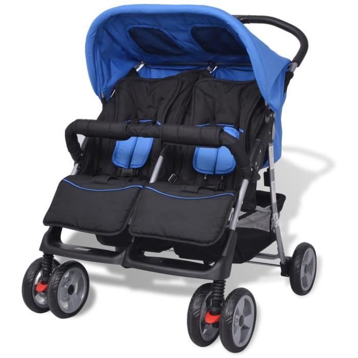 poussette bleu et noir