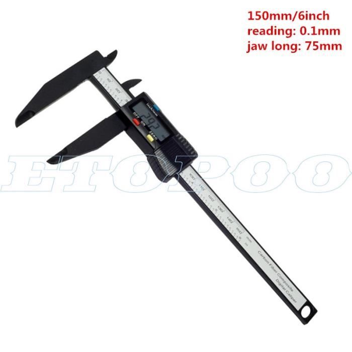 Pied à Coulisse Numérique En Fibre De Carbone – 150 Mm Ou 300 Mm – Précision 0,1 Mm, écran LCD
