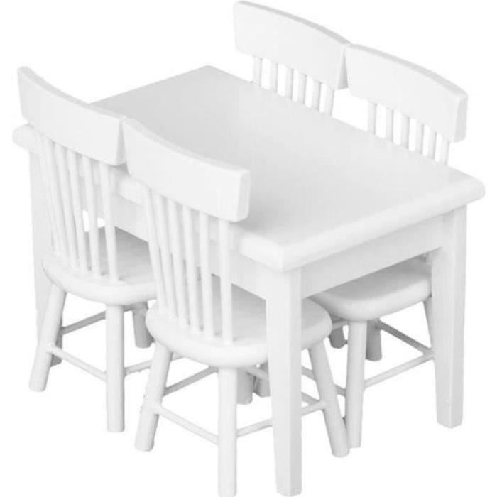 Miniature 1/12 Table Et 2 Chaises Bar - Meuble Maison De Poupée Odoria Bois