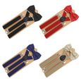 BRETELLES Mixte - Bretelle De Pantalon Élastique ajustable Avec 3 Clips Costume nœud papillon - rouge FZ™-1